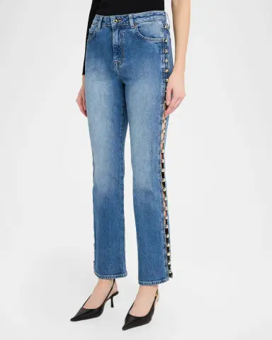 SIMKHAI Amelia Embellished Straight Jeans | Thumbnail 4