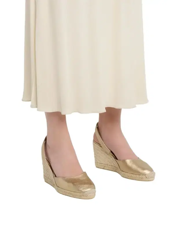 Castaner Carissa Metallic Leather Wedge Espadrilles