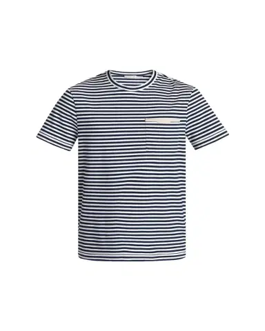 Moncler Men's Stripe Leather-Trim Pocket T-Shirt | Thumbnail 1