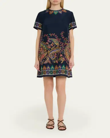 Etro Paisley Silk Habotai Short-Sleeve Mini Tunic Dress | Thumbnail 2 Etro Paisley Silk Habotai Short-Sleeve Mini Tunic Dress | Thumbnail 2