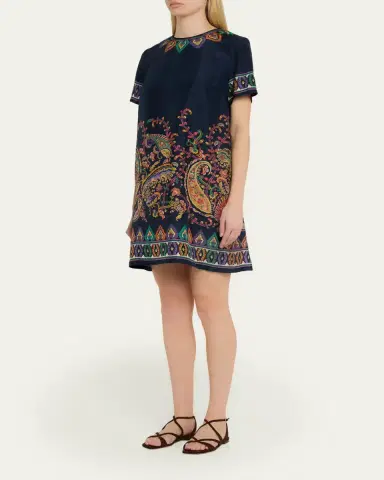 Etro Paisley Silk Habotai Short-Sleeve Mini Tunic Dress | Thumbnail 4 Etro Paisley Silk Habotai Short-Sleeve Mini Tunic Dress | Thumbnail 4