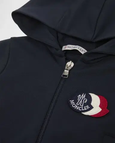 Moncler Boy's Logo Cotton Zip-Front Hoodie, Size 6M-3 | Thumbnail 3