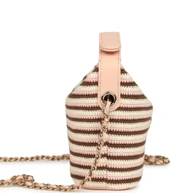 Chanel Chanel Mini Hobo Pouch with Chain Light Pink, Brown and White Crochet and Lambskin Light Gold Hardware | Thumbnail 3 Chanel Chanel Mini Hobo Pouch with Chain Light Pink, Brown and White Crochet and Lambskin Light Gold Hardware | Thumbnail 3