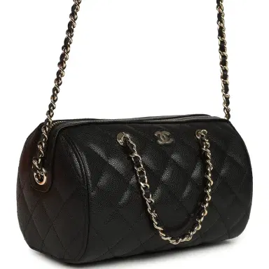 Chanel Chanel Mini Timeless Classic Barrel Bag with Chain Black Shiny Caviar Light Gold Hardware | Thumbnail 2 Chanel Chanel Mini Timeless Classic Barrel Bag with Chain Black Shiny Caviar Light Gold Hardware | Thumbnail 2
