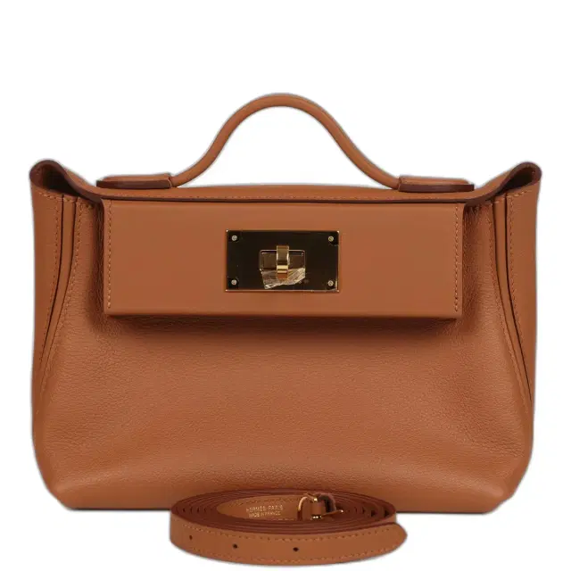 Hermes Mini 24/24 Bag Gold Evercolor and Swift Gold Hardware