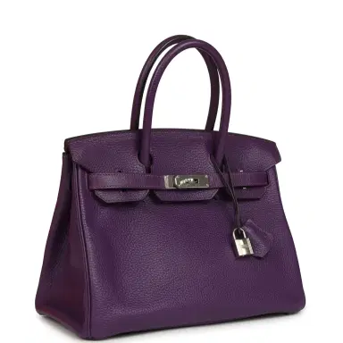 HERMÈS Pre-owned Hermes Birkin 30 UItraviolet Clemence Palladium Hardware | Thumbnail 2
