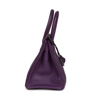 HERMÈS Pre-owned Hermes Birkin 30 UItraviolet Clemence Palladium Hardware | Thumbnail 3