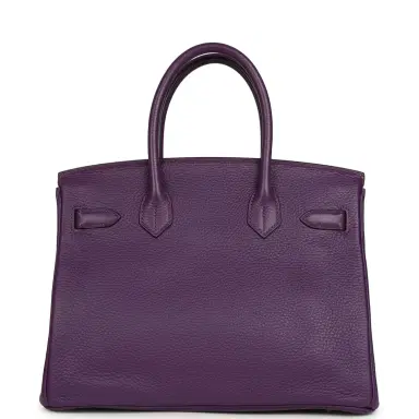 HERMÈS Pre-owned Hermes Birkin 30 UItraviolet Clemence Palladium Hardware | Thumbnail 4