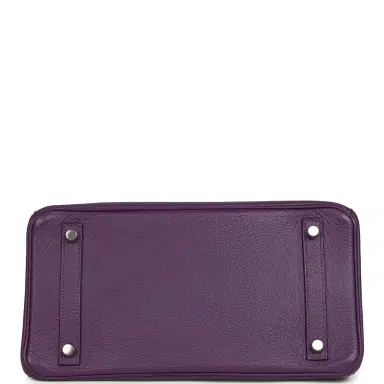 HERMÈS Pre-owned Hermes Birkin 30 UItraviolet Clemence Palladium Hardware | Thumbnail 6