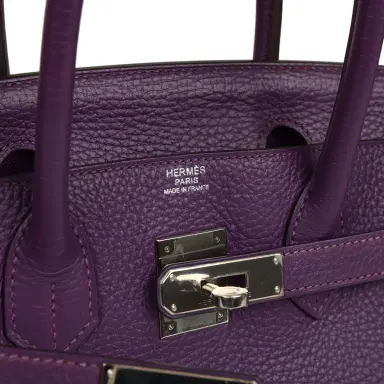 HERMÈS Pre-owned Hermes Birkin 30 UItraviolet Clemence Palladium Hardware | Thumbnail 7