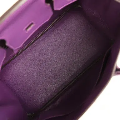 HERMÈS Pre-owned Hermes Birkin 30 UItraviolet Clemence Palladium Hardware | Thumbnail 8