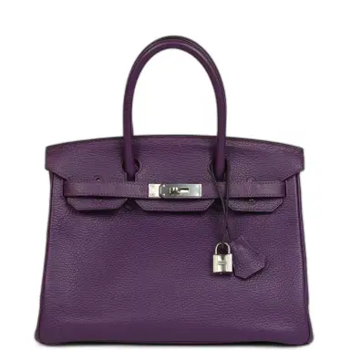 HERMÈS Pre-owned Hermes Birkin 30 UItraviolet Clemence Palladium Hardware | Thumbnail 1