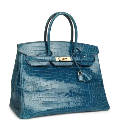 HERMÈS Pre-owned Hermes Birkin 35 Mykonos Shiny Porosus Crocodile Gold Hardware | Thumbnail 2 HERMÈS Pre-owned Hermes Birkin 35 Mykonos Shiny Porosus Crocodile Gold Hardware | Thumbnail 2