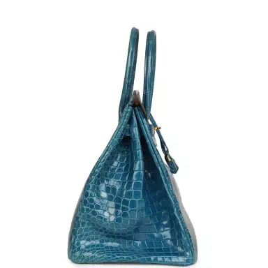 HERMÈS Pre-owned Hermes Birkin 35 Mykonos Shiny Porosus Crocodile Gold Hardware | Thumbnail 3 HERMÈS Pre-owned Hermes Birkin 35 Mykonos Shiny Porosus Crocodile Gold Hardware | Thumbnail 3