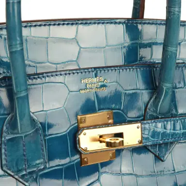 HERMÈS Pre-owned Hermes Birkin 35 Mykonos Shiny Porosus Crocodile Gold Hardware | Thumbnail 7 HERMÈS Pre-owned Hermes Birkin 35 Mykonos Shiny Porosus Crocodile Gold Hardware | Thumbnail 7