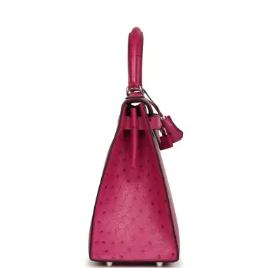 HERMÈS Pre-owned Hermes Kelly Sellier 28 Rose Poupre Ostrich Palladium Hardware | Thumbnail 3 HERMÈS Pre-owned Hermes Kelly Sellier 28 Rose Poupre Ostrich Palladium Hardware | Thumbnail 3