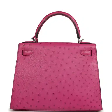 HERMÈS Pre-owned Hermes Kelly Sellier 28 Rose Poupre Ostrich Palladium Hardware | Thumbnail 4 HERMÈS Pre-owned Hermes Kelly Sellier 28 Rose Poupre Ostrich Palladium Hardware | Thumbnail 4