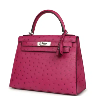 HERMÈS Pre-owned Hermes Kelly Sellier 28 Rose Poupre Ostrich Palladium Hardware | Thumbnail 5 HERMÈS Pre-owned Hermes Kelly Sellier 28 Rose Poupre Ostrich Palladium Hardware | Thumbnail 5