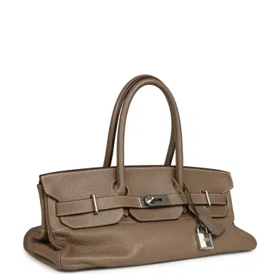 HERMÈS Vintage Hermes Shoulder Birkin 42 JPG Etoupe Clemence Palladium Hardware | Thumbnail 2 HERMÈS Vintage Hermes Shoulder Birkin 42 JPG Etoupe Clemence Palladium Hardware | Thumbnail 2
