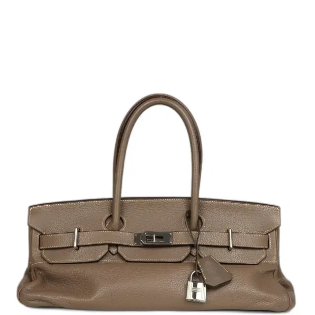 hermes Vintage Hermes Shoulder Birkin 42 JPG Etoupe Clemence Palladium Hardware