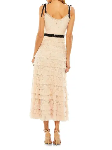 Mac Duggal Women's Embellished Lace Ruffled Sweetheart Midi-Dress - Porcelain - Size 14 | Thumbnail 2