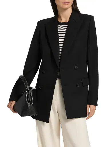 Nili Lotan Women's Weston Wool Double-Breasted Blazer - Black | Thumbnail 3 Nili Lotan Women's Weston Wool Double-Breasted Blazer - Black | Thumbnail 3