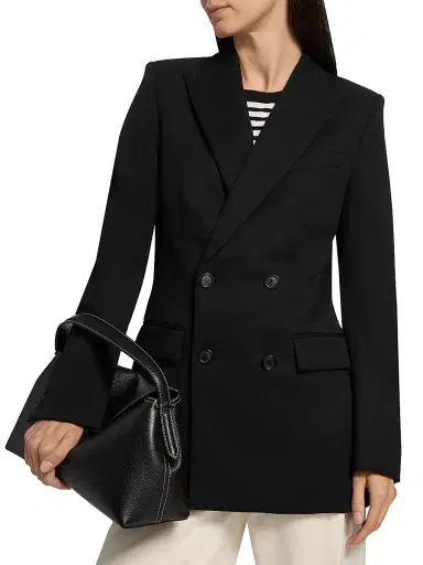Nili Lotan Women's Weston Wool Double-Breasted Blazer - Black | Thumbnail 6 Nili Lotan Women's Weston Wool Double-Breasted Blazer - Black | Thumbnail 6
