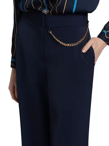 Elie Tahari Women's The Sarah Pleated-Front Straight-Leg Pants - Navy | Thumbnail 6 Elie Tahari Women's The Sarah Pleated-Front Straight-Leg Pants - Navy | Thumbnail 6