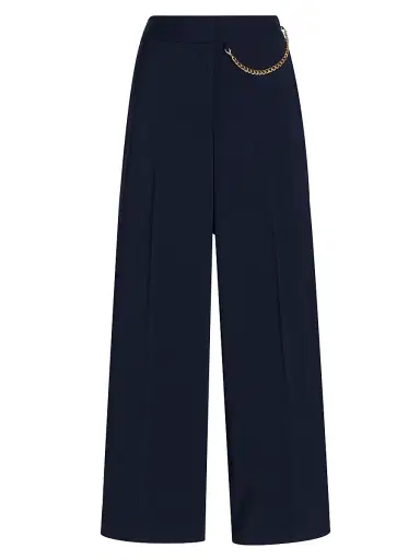 Elie Tahari Women's The Sarah Pleated-Front Straight-Leg Pants - Navy | Thumbnail 1 Elie Tahari Women's The Sarah Pleated-Front Straight-Leg Pants - Navy | Thumbnail 1