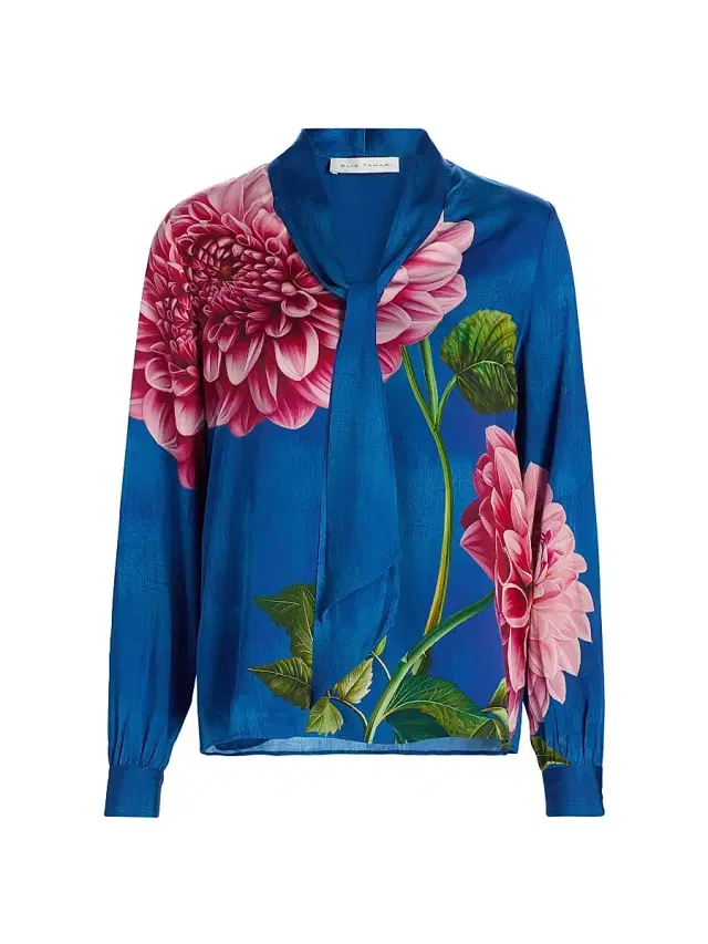 Women's The Sonja Garden Escape Silk-Blend Blouse - Garden Escape
