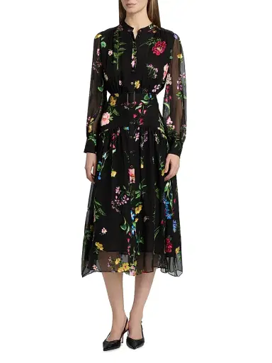 Elie Tahari Women's The Janice Floral Midi-Shirtdress - Noir Denim Garden | Thumbnail 3 Elie Tahari Women's The Janice Floral Midi-Shirtdress - Noir Denim Garden | Thumbnail 3