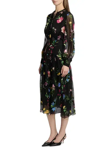 Elie Tahari Women's The Janice Floral Midi-Shirtdress - Noir Denim Garden | Thumbnail 4 Elie Tahari Women's The Janice Floral Midi-Shirtdress - Noir Denim Garden | Thumbnail 4