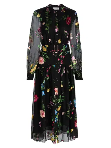 Elie Tahari Women's The Janice Floral Midi-Shirtdress - Noir Denim Garden | Thumbnail 1 Elie Tahari Women's The Janice Floral Midi-Shirtdress - Noir Denim Garden | Thumbnail 1