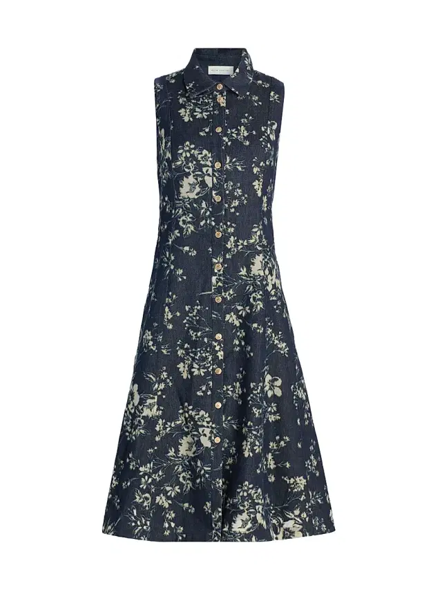 Elie Tahari Women's The Gabby Denim Burnout Midi-Shirtdress - Dark Denim