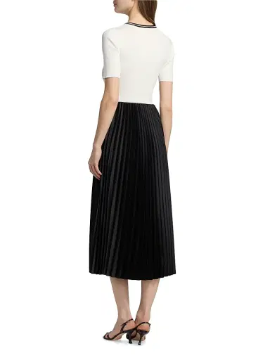 Elie Tahari Women's Spring The Mave Mixed Media Sweater Dress - Sky White And Noir | Thumbnail 5