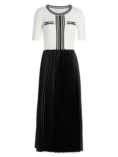Elie Tahari Women's Spring The Mave Mixed Media Sweater Dress - Sky White And Noir | Thumbnail 1