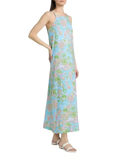 Lilly Pulitzer Women's Kyleigh Cotton Printed Maxi Dress - Fresh Water Blue - Size XL | Thumbnail 3 Lilly Pulitzer Women's Kyleigh Cotton Printed Maxi Dress - Fresh Water Blue - Size XL | Thumbnail 3