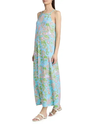 Lilly Pulitzer Women's Kyleigh Cotton Printed Maxi Dress - Fresh Water Blue - Size XL | Thumbnail 4 Lilly Pulitzer Women's Kyleigh Cotton Printed Maxi Dress - Fresh Water Blue - Size XL | Thumbnail 4