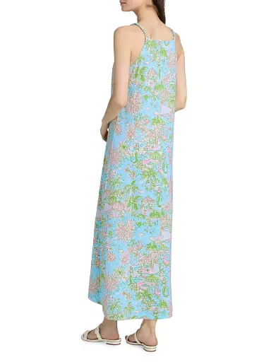 Lilly Pulitzer Women's Kyleigh Cotton Printed Maxi Dress - Fresh Water Blue - Size XL | Thumbnail 5 Lilly Pulitzer Women's Kyleigh Cotton Printed Maxi Dress - Fresh Water Blue - Size XL | Thumbnail 5