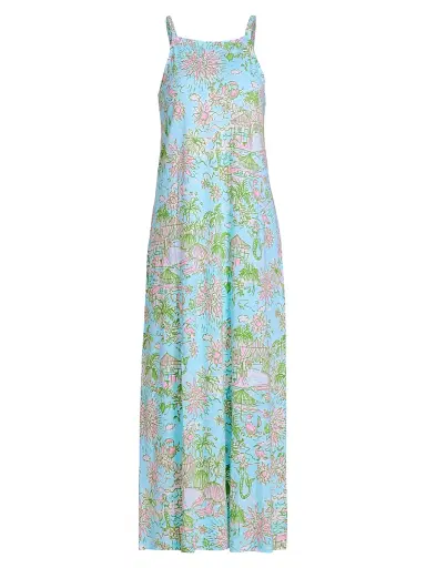 Lilly Pulitzer Women's Kyleigh Cotton Printed Maxi Dress - Fresh Water Blue - Size XL | Thumbnail 1 Lilly Pulitzer Women's Kyleigh Cotton Printed Maxi Dress - Fresh Water Blue - Size XL | Thumbnail 1