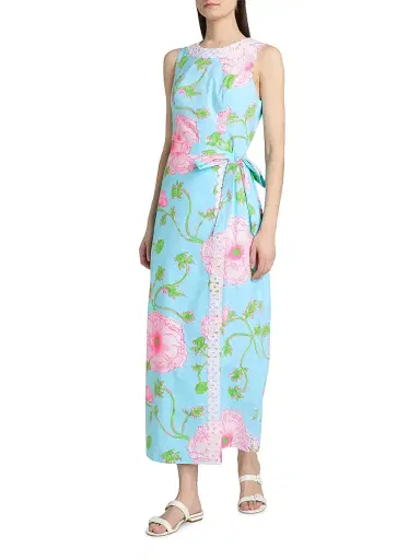Lilly Pulitzer Women's Fresia Stretch Shift Maxi Dress - Fresh Water Blue - Size 8 | Thumbnail 2 Lilly Pulitzer Women's Fresia Stretch Shift Maxi Dress - Fresh Water Blue - Size 8 | Thumbnail 2