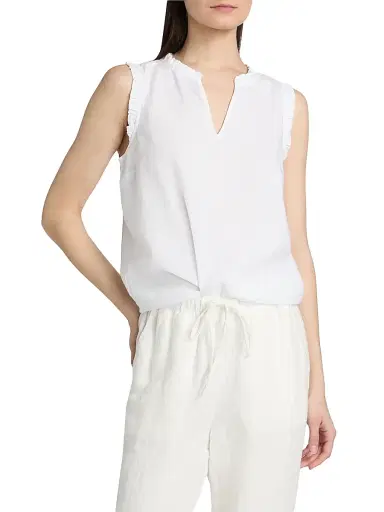 Lilly Pulitzer Women's Kavalla Ruffled Linen Top - Resort White - Size XL | Thumbnail 3