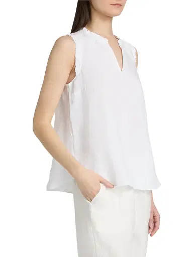 Lilly Pulitzer Women's Kavalla Ruffled Linen Top - Resort White - Size XL | Thumbnail 4