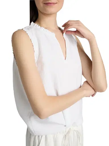 Lilly Pulitzer Women's Kavalla Ruffled Linen Top - Resort White - Size XL | Thumbnail 6