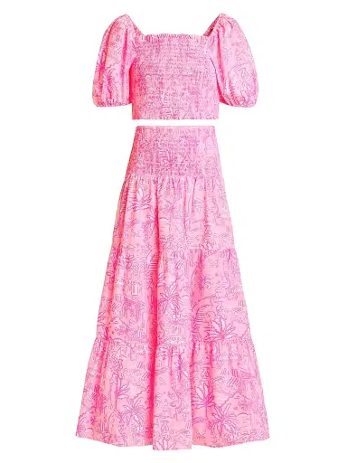 Lilly Pulitzer Women's Aston Top & Skirt Set - Conch Shell Pink - Size XL | Thumbnail 1