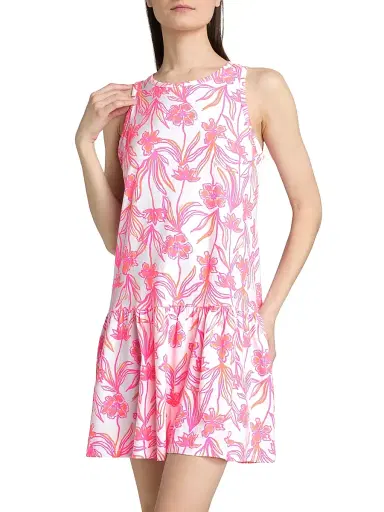Lilly Pulitzer Women's Dixi Floral Cotton Minidress - Resort White Lovely Long Stems | Thumbnail 3