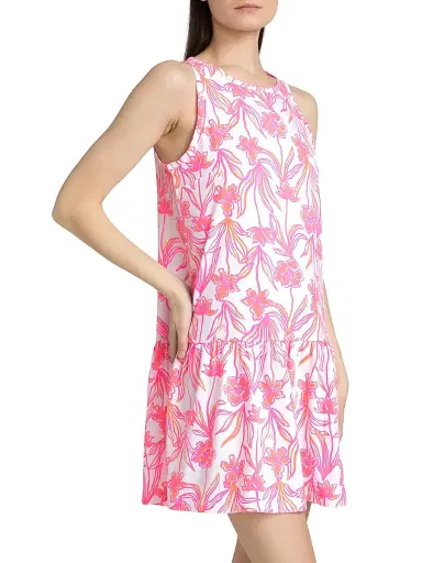 Lilly Pulitzer Women's Dixi Floral Cotton Minidress - Resort White Lovely Long Stems | Thumbnail 4
