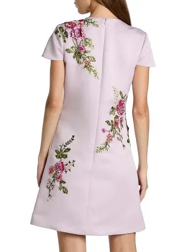 Mac Duggal Women's Embroidered Floral Satin A-Line Minidress | Thumbnail 2