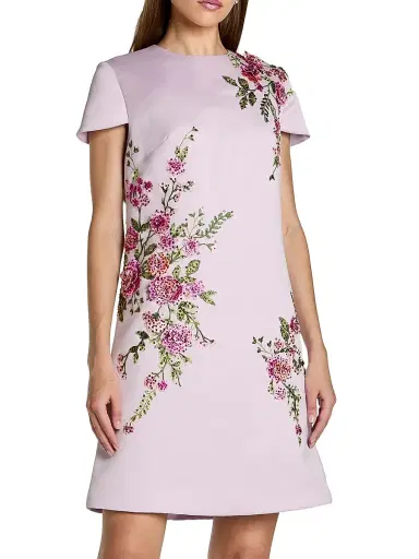 Mac Duggal Women's Embroidered Floral Satin A-Line Minidress | Thumbnail 1