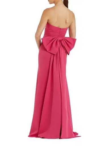 Mac Duggal Women's Crepe Bow Strapless Gown - Hot Pink - Size 12 | Thumbnail 2